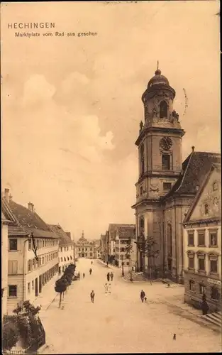 Ak Hechingen im Zollernalbkreis, Marktplatz vom Rad aus gesehen