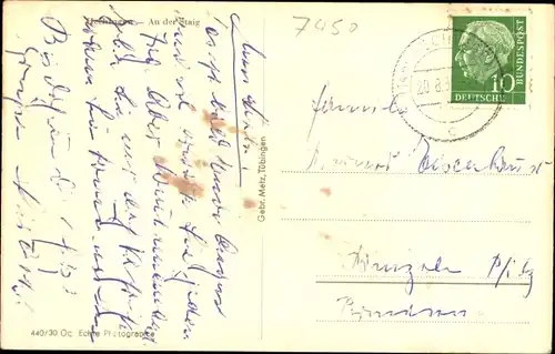 Ak Hechingen im Zollernalbkreis, An der Staig