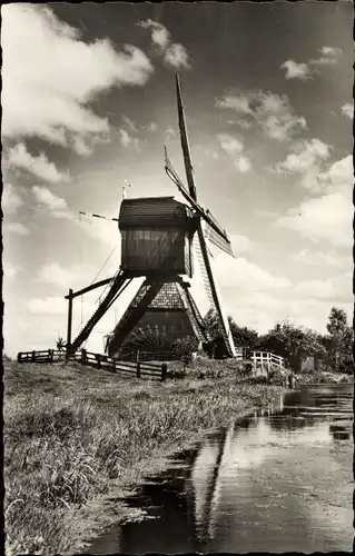 Ak Kinderdijk Molenwaard Südholland Niederlande, Hollandse Molen, Windmühle
