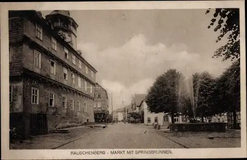 Ak Rauschenberg in Hessen, Markt, Springbrunnen