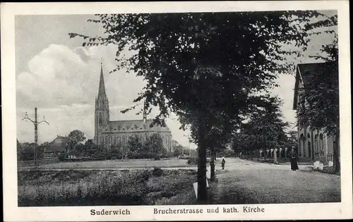 Ak Suderwich Recklinghausen im Ruhrgebiet, Brucherstraße, Kath. Kirche