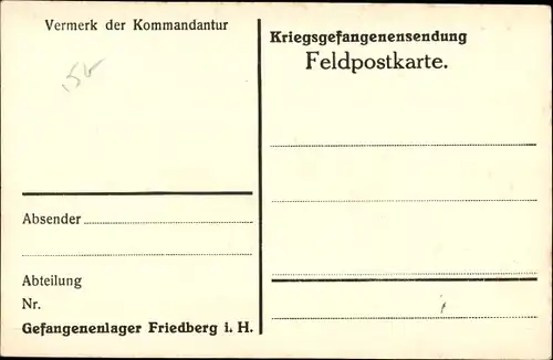 Ak Friedberg in Hessen, Kriegsgefangenenlager, Cantine