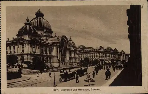 Ak București Bukarest Rumänien, Sparkasse und Hauptpost