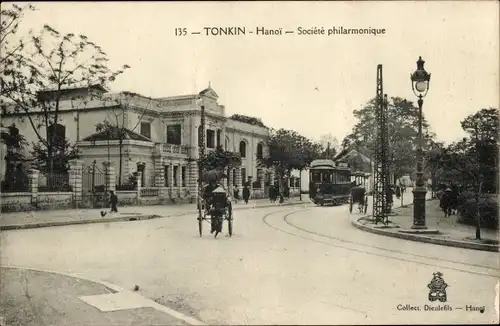 Ak Hanoi Tonkin Vietnam, Societe philarmonique, Rikschafahrer