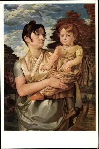 Künstler Ak Runge, Philipp Otto, Frau und Söhnchen des Künstlers