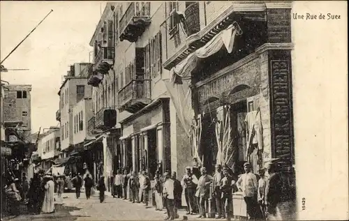 Ak Suez Ägypten, vue générale d'une Rue, Straßenansicht