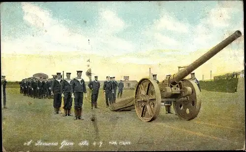 Ak Britische Seeleute mit Kanone