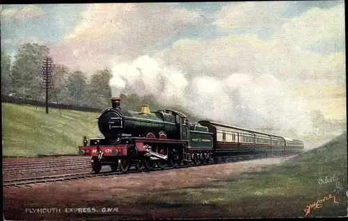 Künstler Ak Britische Eisenbahn, Dampflokomotive, Steam Locomotive, Cornish Riviera Express