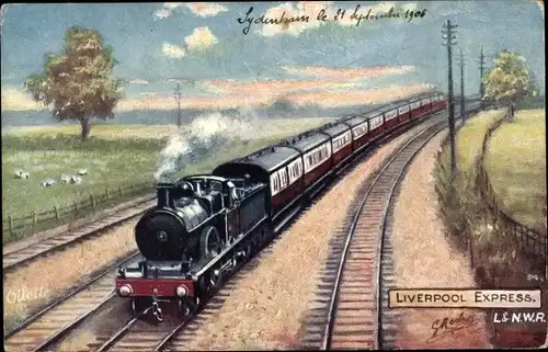 Künstler Ak Britische Eisenbahn, Liverpool Express, Dampflok