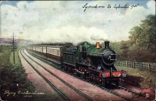 Künstler Ak Britische Eisenbahn, Dampflok, The Flying Dutchman