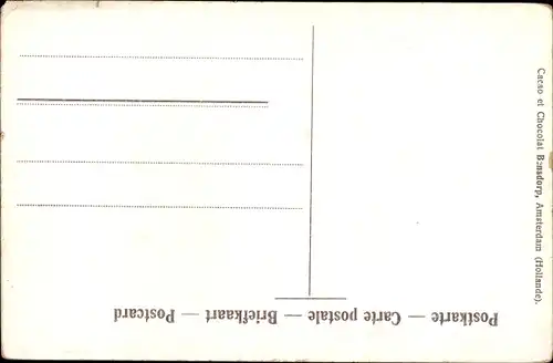 Litho Cacao Bensdorp Amsterdam, Liebespaar, Ruderboot, Segelboot, Niederländische Tracht, Reklame