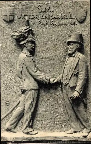 Ak Emile Loubet, Victor Emmanuel III, Besuch in Paris 1903, Relief