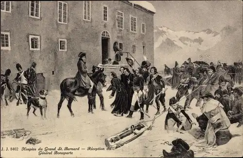 Ak Soldaten im Kriegslazarett, Hospice du Grand St. Bernard, Napoleon