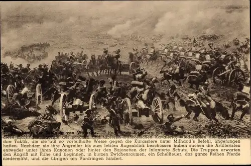 Ak Schlacht von Waterloo, Kämpfende Soldaten, Schlachtfeld, Geschütz, Kavallerie