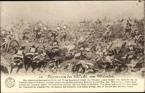 Ak Panorama der Schlacht von Waterloo, Die Infanterie-Regiment-Nr. 30 und 70