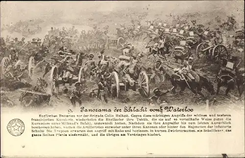 Ak Panorama der Schlacht von Waterloo, Englische Batterien, Französische Kavallerie