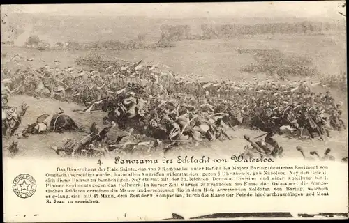 Ak Panorama der Schlacht von Waterloo, Das Bauernhaus des Haie Sainte