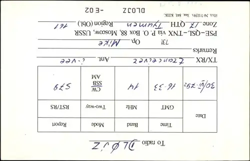 Künstler Ak Russisches Kriegsschiff 1917-1977, QSL Funkerkarte RC2WBR