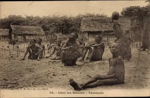 Ak Chez les Batekes, Farniente, Afrikaner, Strohhütten