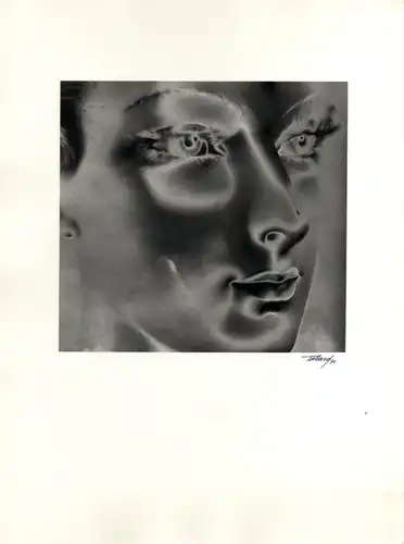 Maurice Tabard. Original-Photographie. 1970er Jahre, Solarisation. o. T. (Gesicht einer Frau)