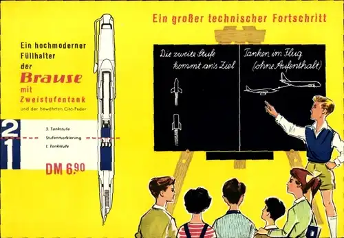 Stundenplan Reklame Bause Füllhalter, Füller mit Zweistufentank, technischer Fortschritt um 1950