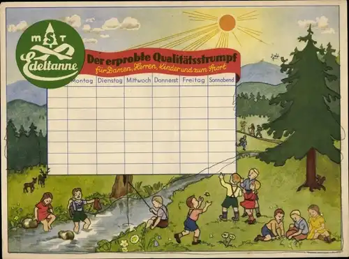Stundenplan mST Edeltanne Qualitätsstrumpf, Kinder in der Natur um 1950