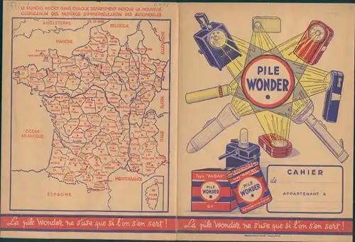 Stundenplan Frankreich Pile Wonder, Taschenlampen, Batterien, Landkarte Frankreich