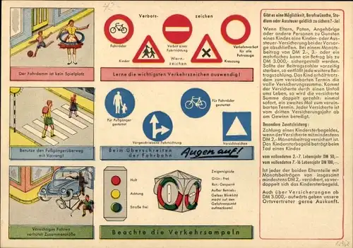 Stundenplan Vorsorge Lebensversicherungs AG, Filialdiektion Hannover, Verkehrsregeln um 1960