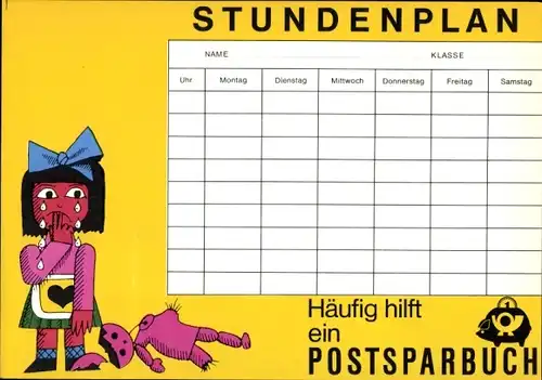 Stundenplan Postsparbuch, Vergiss mein nicht - Die Postleitzahl um 1960/70