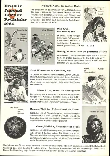 Stundenplan Ensslin Verlag Bücher, Neuerscheinungen Jugendbücher 1964