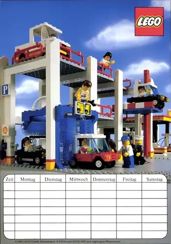Stundenplan LEGO Legoland City, Parkgarage, Waschstraße mit Fahrzeugen 1988