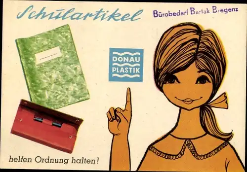 Stundenplan Schulartikel Bürobedarf Bartak Bregenz - Locher Hefter um 1960