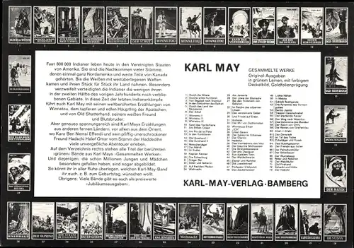 Stundenplan Karl-May-Verlag Bamberg, Gesammelte Werke, Titelliste um 1970