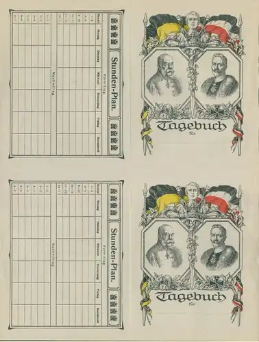 Stundenplan Deutsches Reich / Österreich, Kaiser Wilhelm II, Kaiser Franz Joseph I Tagebuch um 1910
