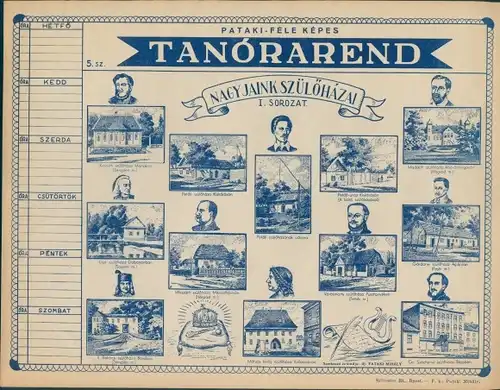 Stundenplan Ungarn Magyarország - Geburtsort unserer Vorfahren um 1930/40