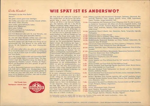 Stundenplan DDR Sparkasse, Wie spät ist es anderswo? um 1960