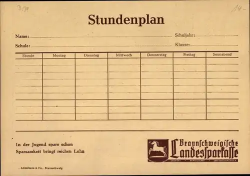 Stundenplan Braunschweigische Landessparkasse, Trara, die Post ist da! Um 1950