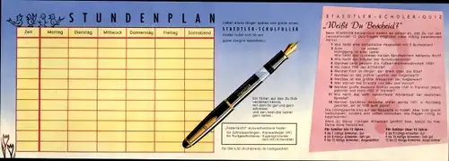 Stundenplan Staedtler Schulfüller, Bleistifte, Kalender 1959/60