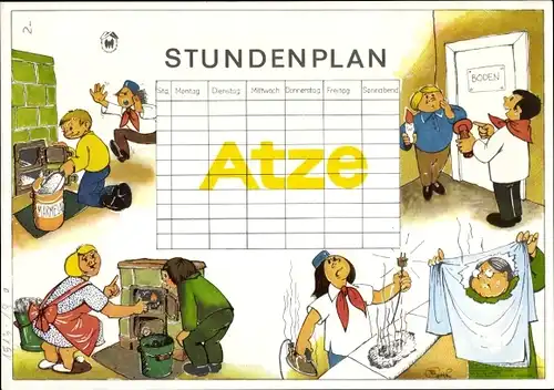 Stundenplan DDR Energie, Kohle, Strom, Wasser, Pionier Atze hilft um 1970