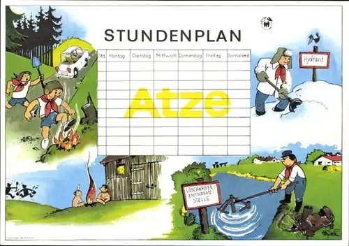 Stundenplan DDR Energie, Kohle, Strom, Wasser, Pionier Atze hilft um 1970