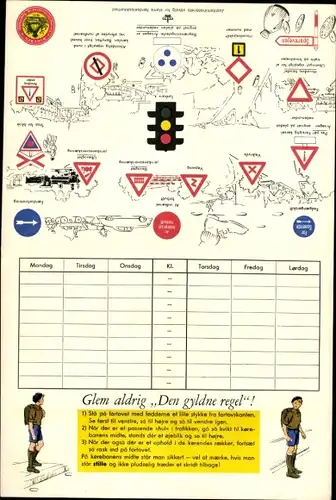 Stundenplan Bikuben, Landkarte und Verkehrszeichen