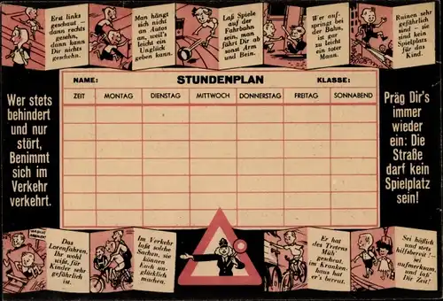 Stundenplan - Kennst Du die Verkehrszeichen - Ampel, Straßenschilder um 1960
