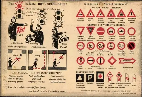 Stundenplan - Kennst Du die Verkehrszeichen - Ampel, Straßenschilder um 1960