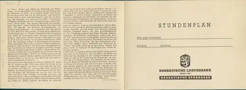 Stundenplan Nassauische Sparkasse, Holz als Rohstoff um 1960