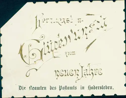 Postamt Neujahrsgrüße - die Beamten des Postamts in Hadersleben, Dänemark um 1890