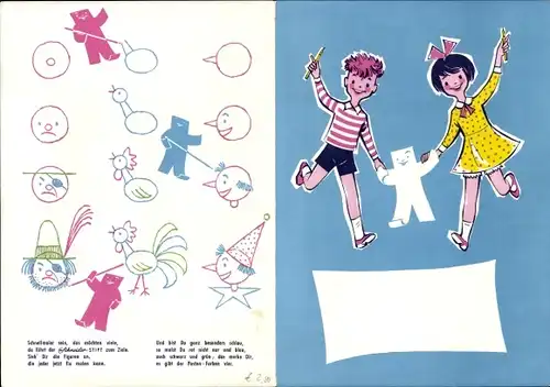 Stundenplan Schneider Minen und Stifte, spielende Kinder, Zeltlager, Zeichenlehre um 1970