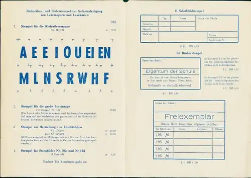 Stundenplan Lehrmittel-Schulbeadrf, Erich Fischer, Dresden, Bad Weißer Hirsch, Silberweg 1 um 1970