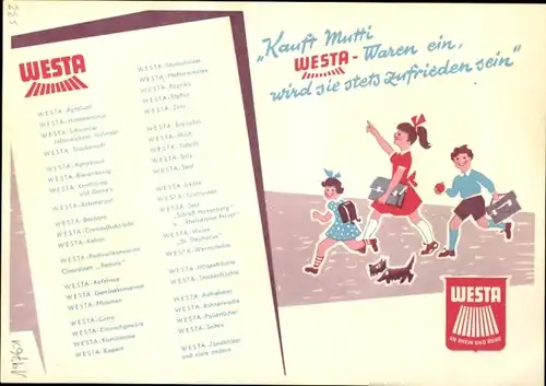 Stundenplan Westa Waren Lebensmittel, große Bauwerke um 1960