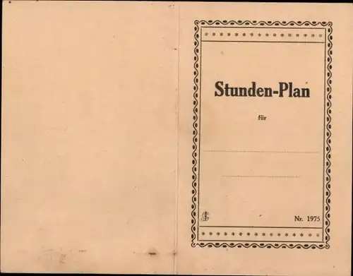 Stundenplan klappbar, Einteilung Vormittag uns Nachmittag um 1950