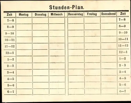 Stundenplan Eduard Flüge, Zigarren- und Papierhandlung, Kaiserstraße 51, Karlsruhe um 1950